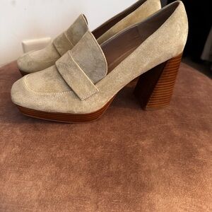 Charles David Cream Suede Block Heels